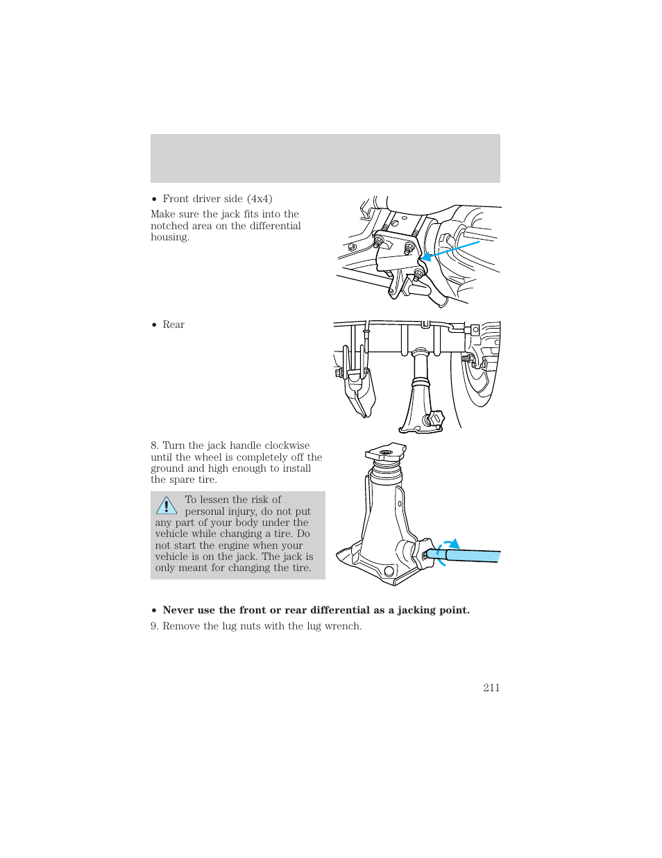 Roadside emergencies | FORD 2002 Excursion v.1 User Manual | Page 211 / 296