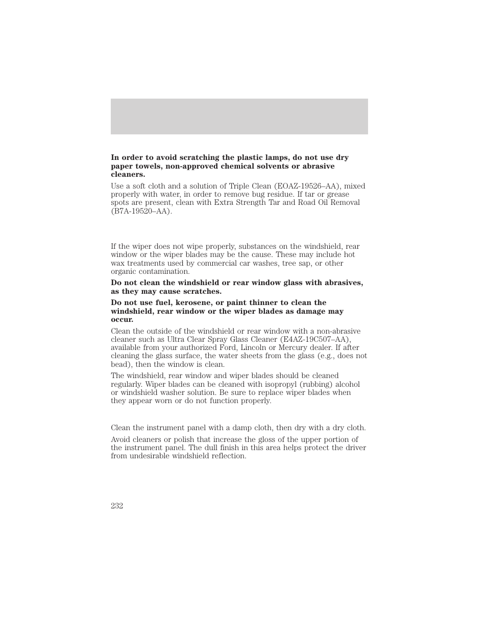 Cleaning | FORD 2002 Excursion v.1 User Manual | Page 232 / 296