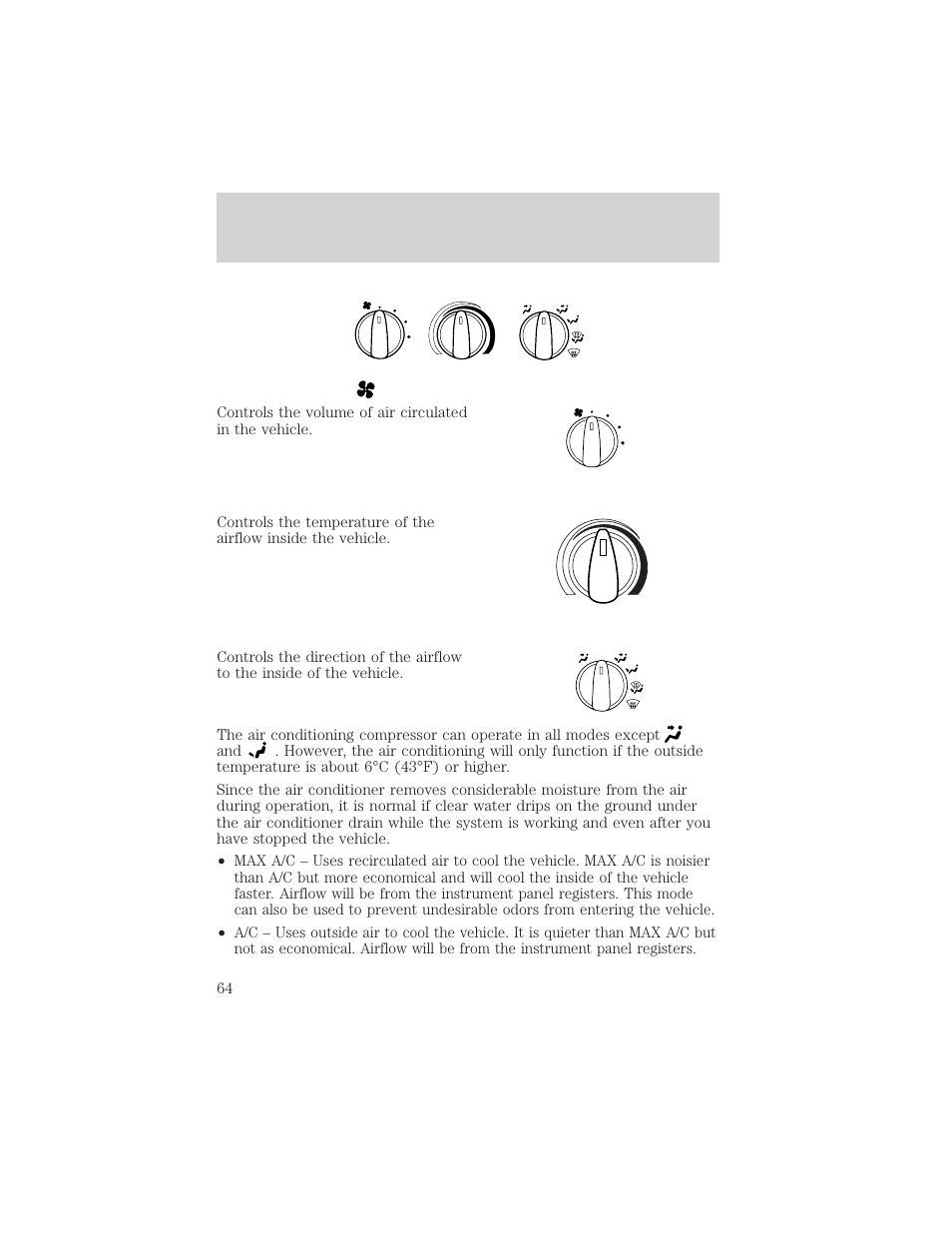 Climate controls | FORD 2002 Excursion v.1 User Manual | Page 64 / 296