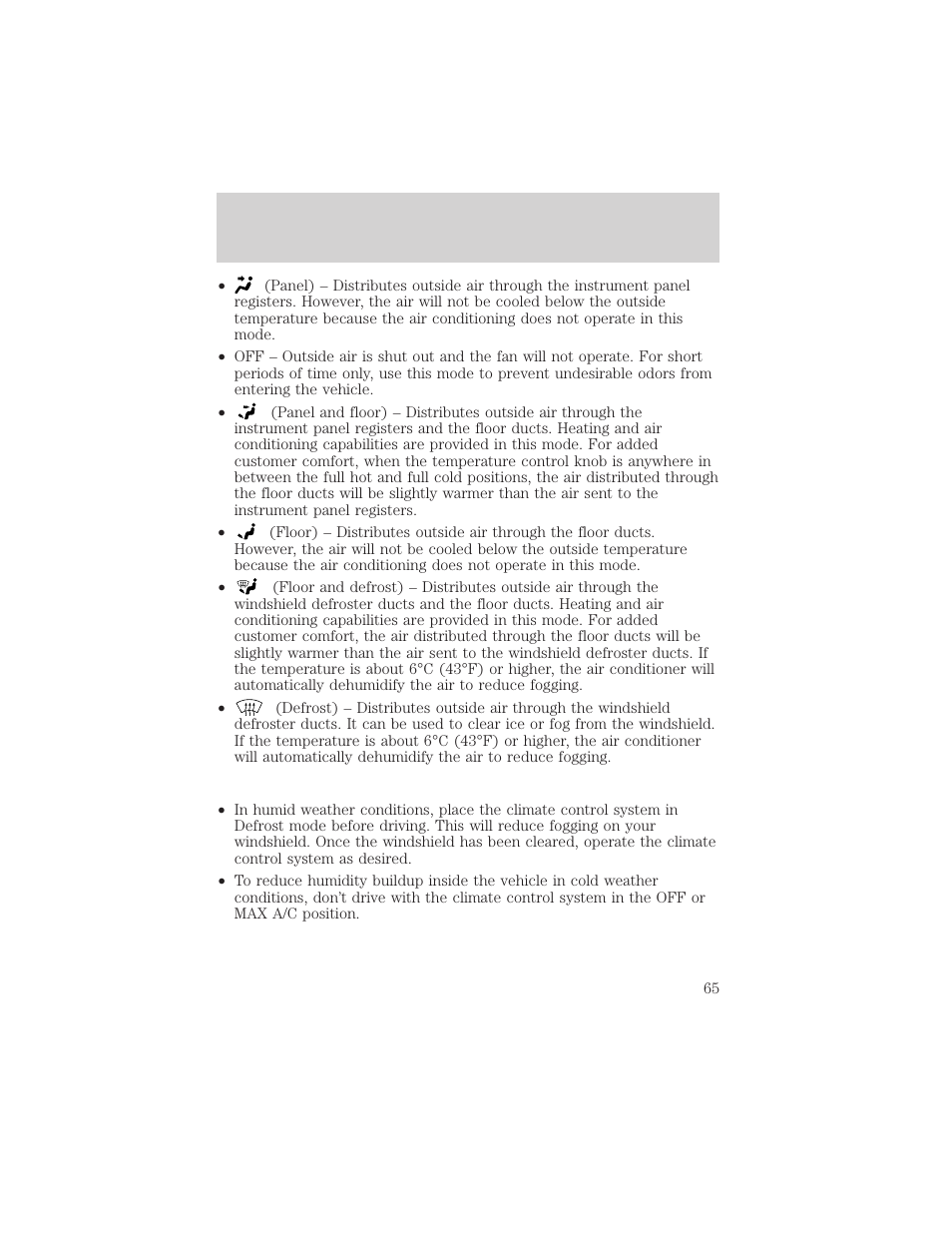 Climate controls | FORD 2002 Excursion v.1 User Manual | Page 65 / 296