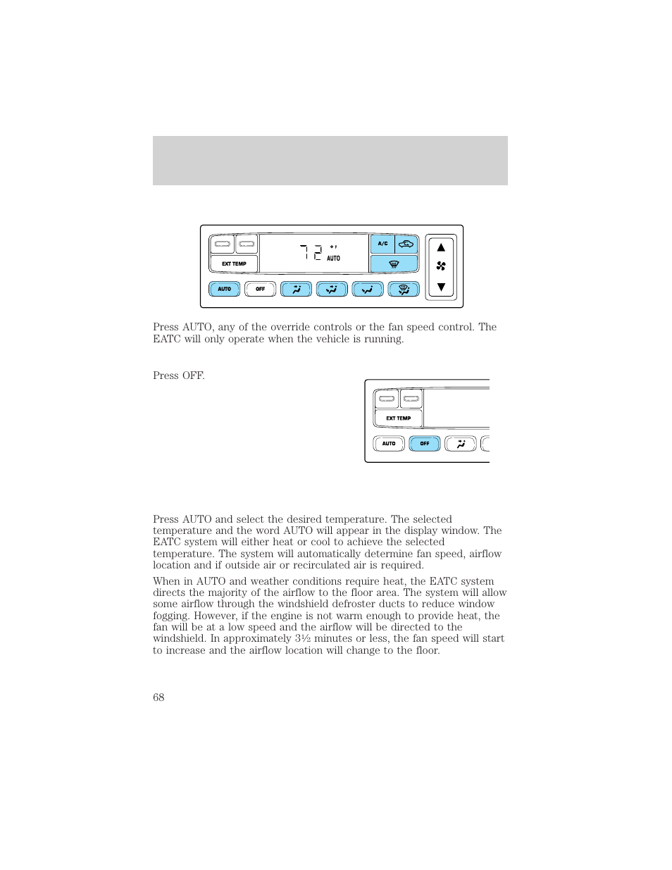 Climate controls | FORD 2002 Excursion v.1 User Manual | Page 68 / 296
