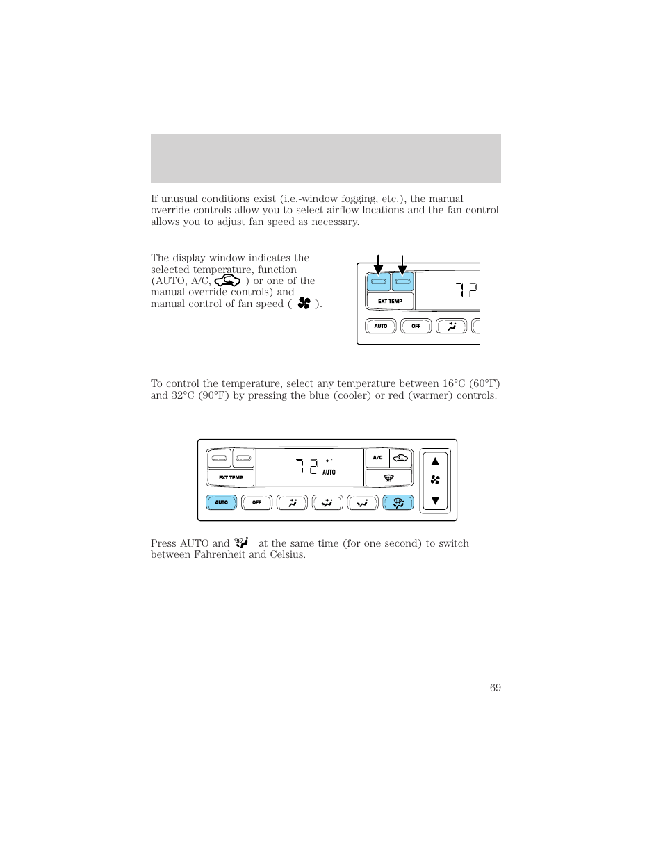 Climate controls | FORD 2002 Excursion v.1 User Manual | Page 69 / 296