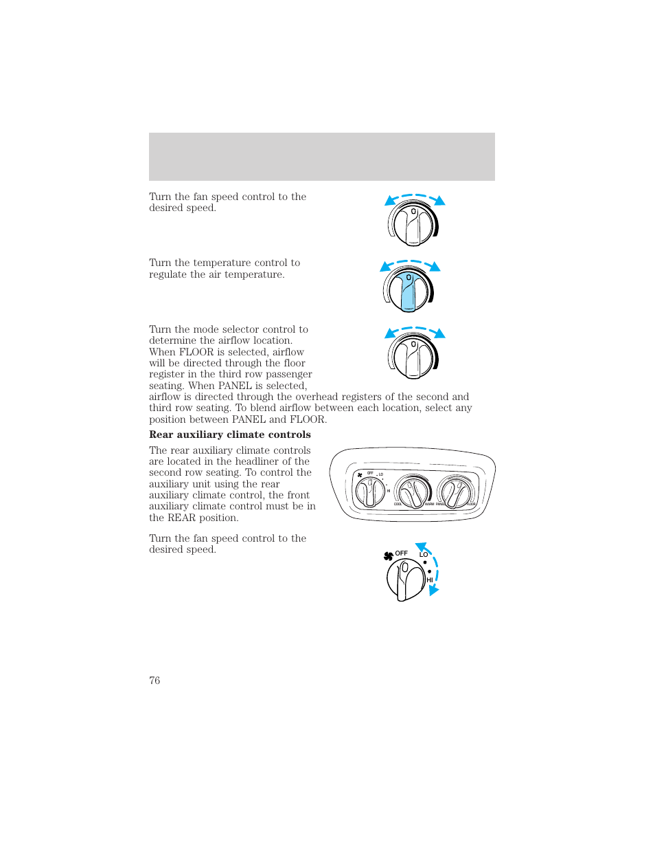 Climate controls | FORD 2002 Excursion v.1 User Manual | Page 76 / 296