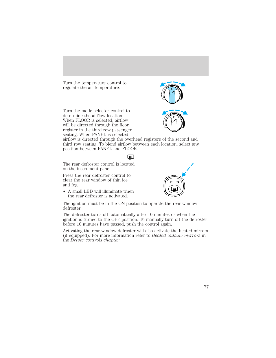 Climate controls | FORD 2002 Excursion v.1 User Manual | Page 77 / 296