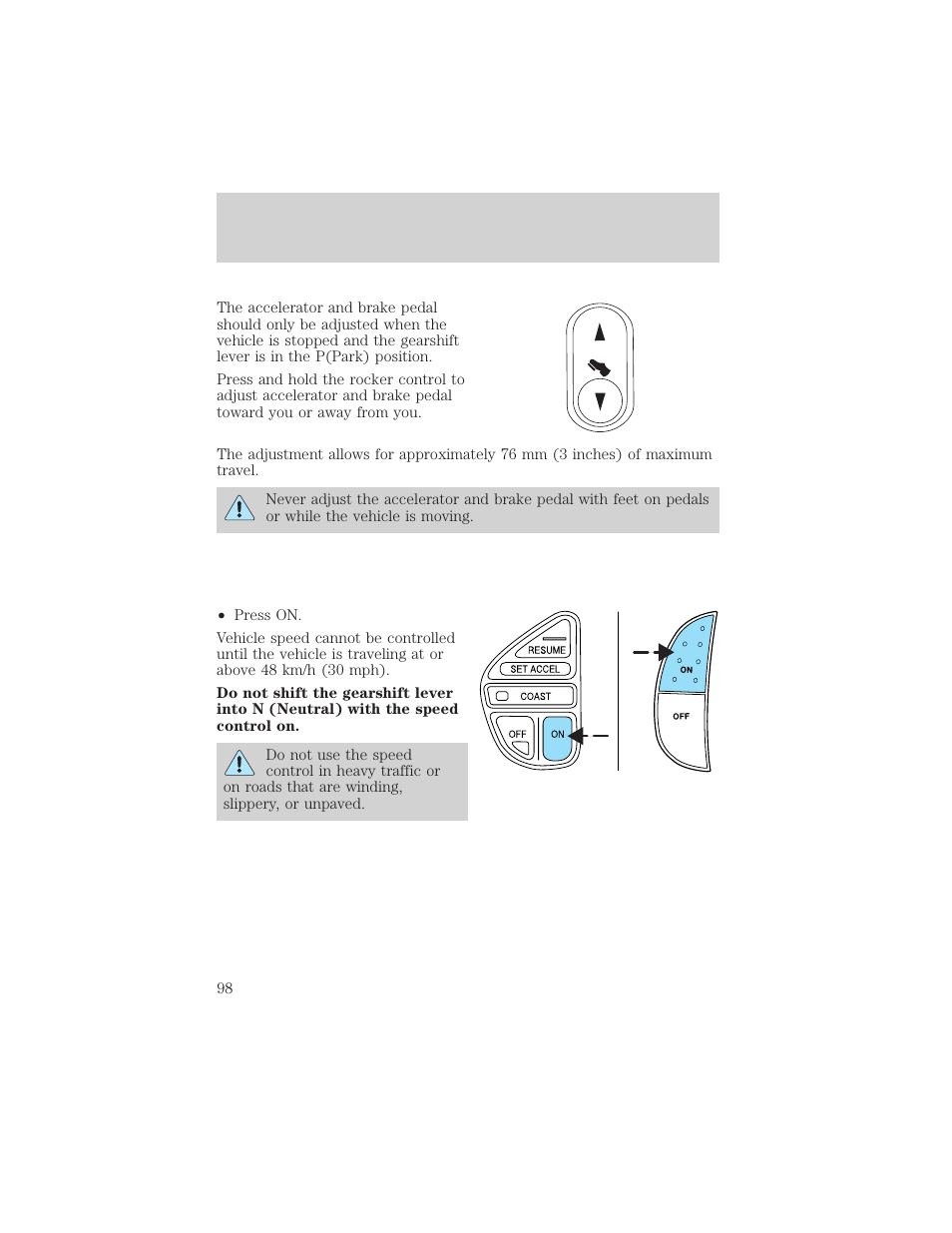 Driver controls | FORD 2002 Excursion v.1 User Manual | Page 98 / 296