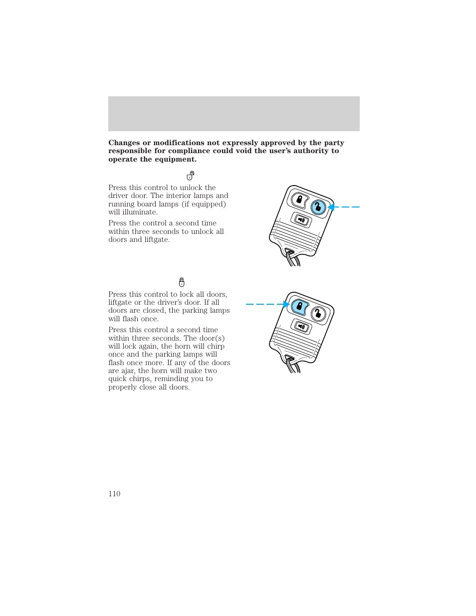 Locks and security | FORD 2002 Excursion v.2 User Manual | Page 110 / 280