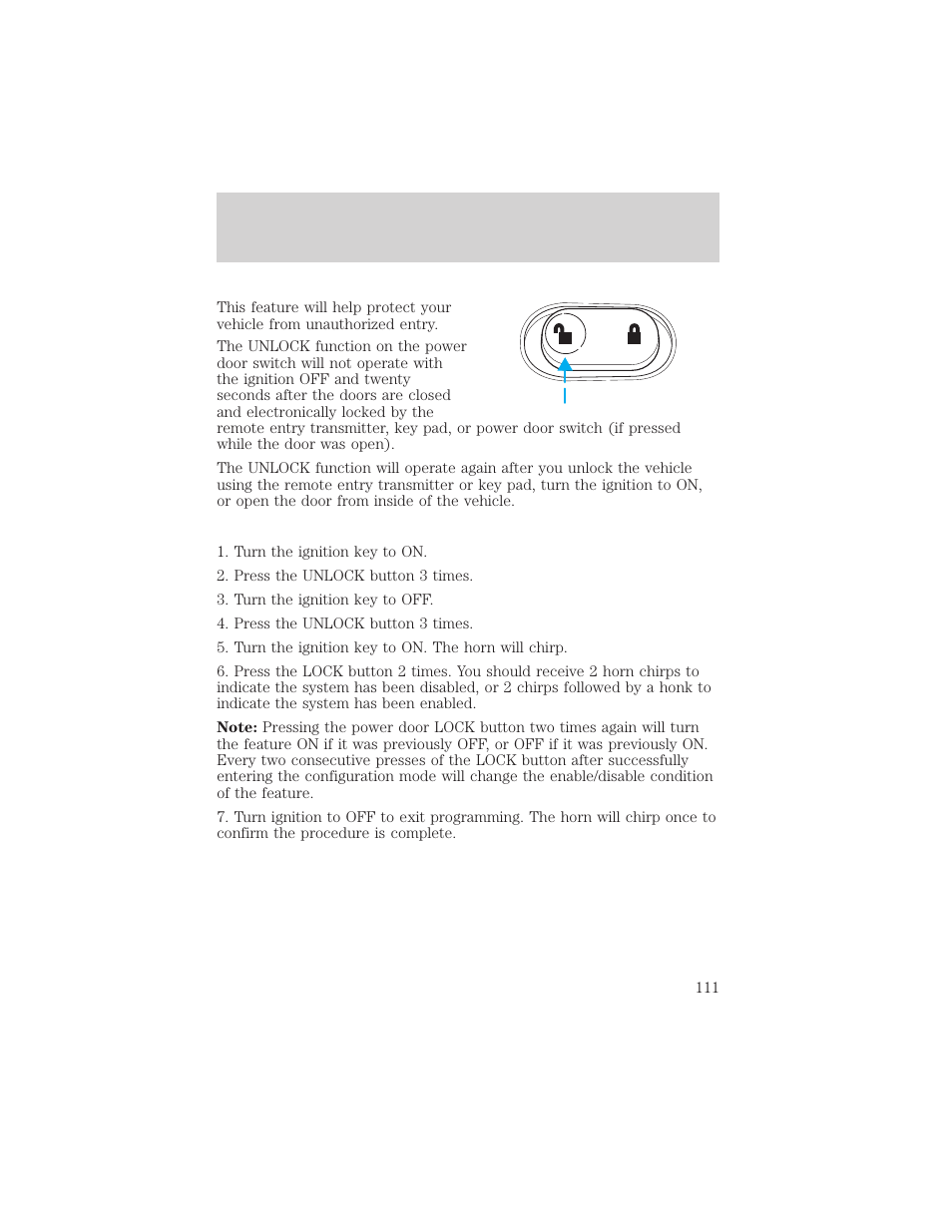 Locks and security | FORD 2002 Excursion v.2 User Manual | Page 111 / 280