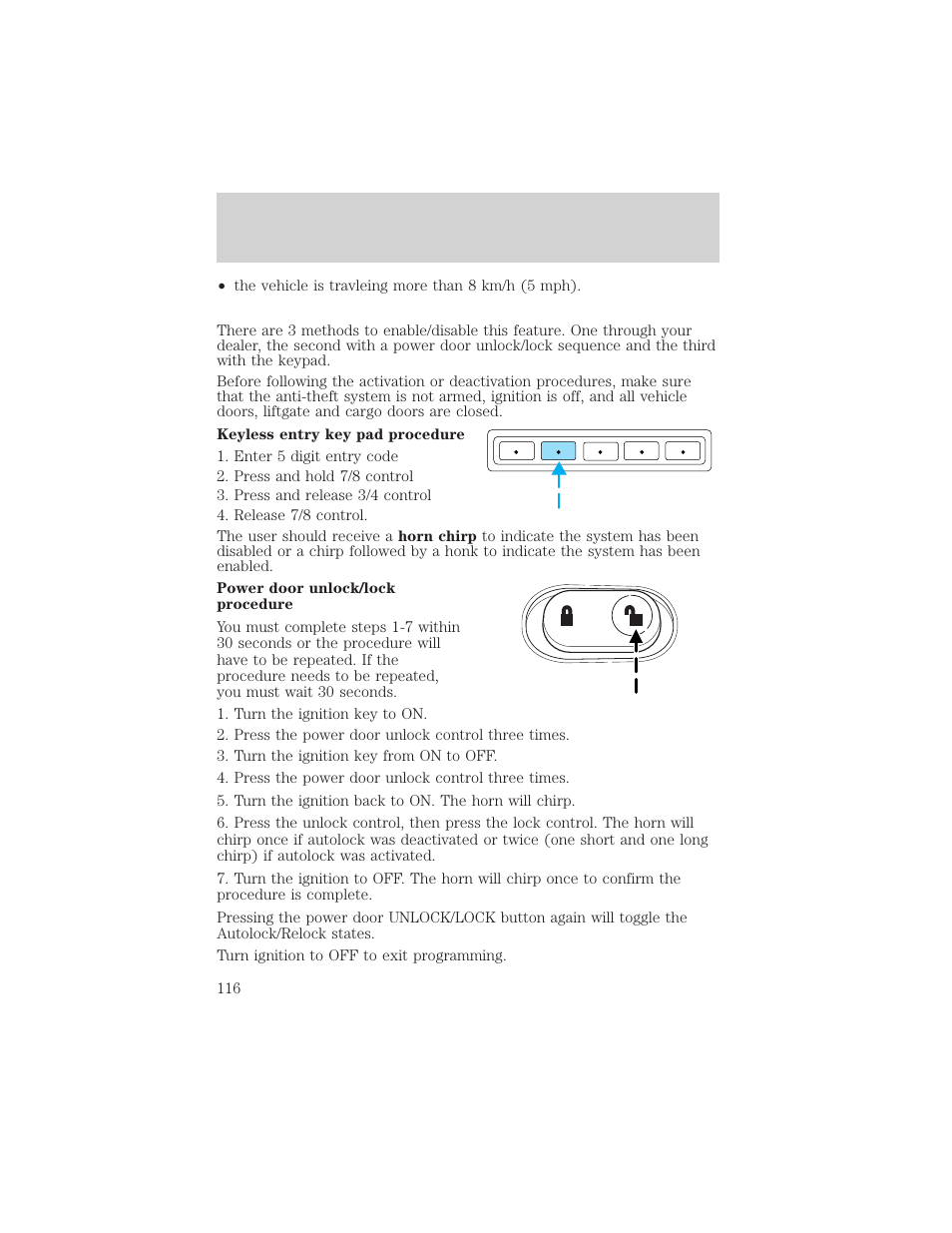 Locks and security | FORD 2002 Excursion v.2 User Manual | Page 116 / 280