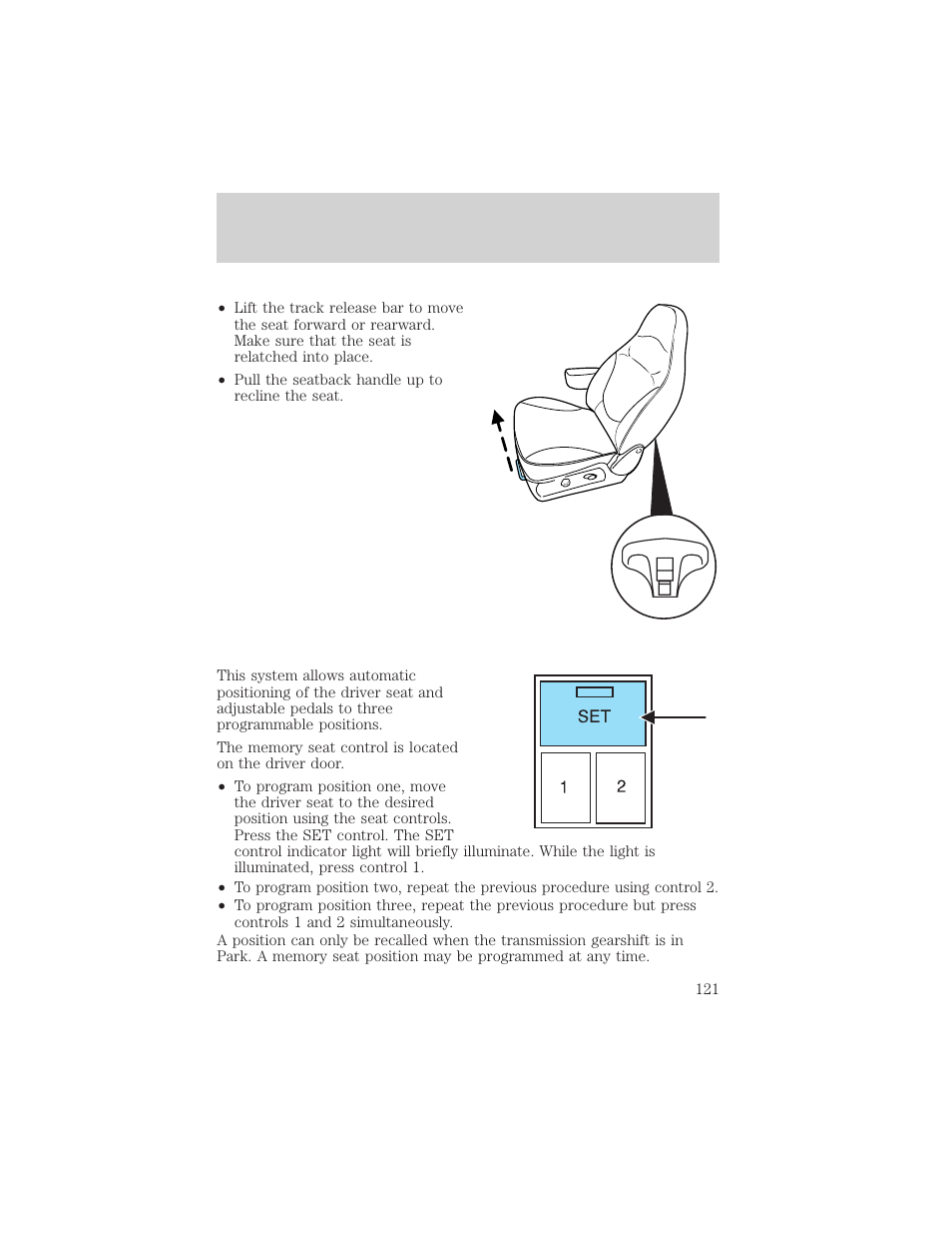 Seating and safety restraints | FORD 2002 Excursion v.2 User Manual | Page 121 / 280