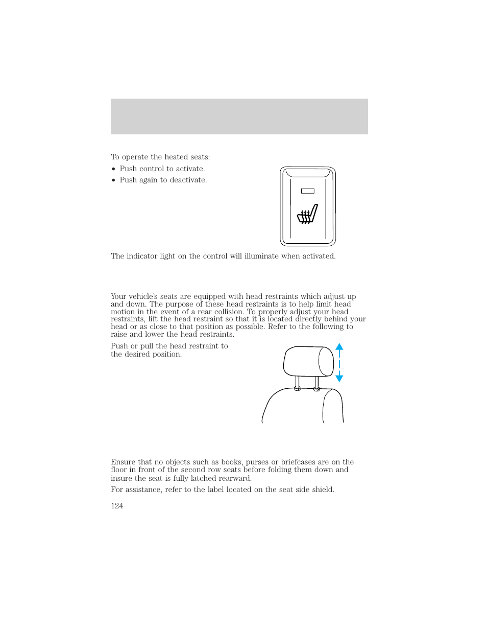 Seating and safety restraints | FORD 2002 Excursion v.2 User Manual | Page 124 / 280