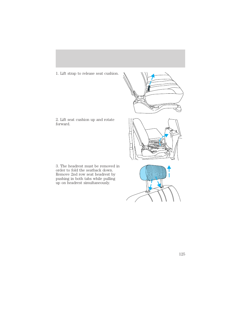 Seating and safety restraints | FORD 2002 Excursion v.2 User Manual | Page 125 / 280