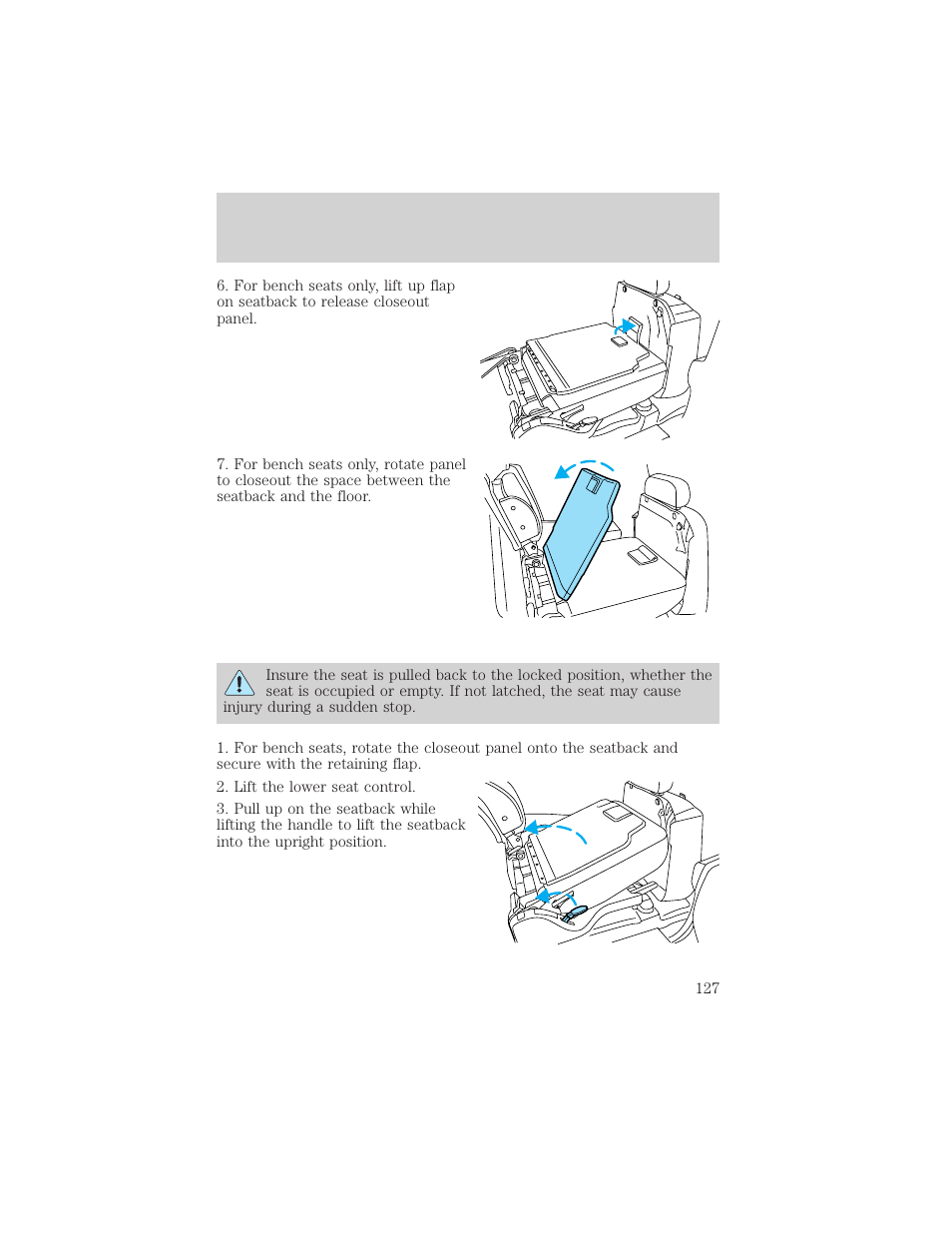 Seating and safety restraints | FORD 2002 Excursion v.2 User Manual | Page 127 / 280