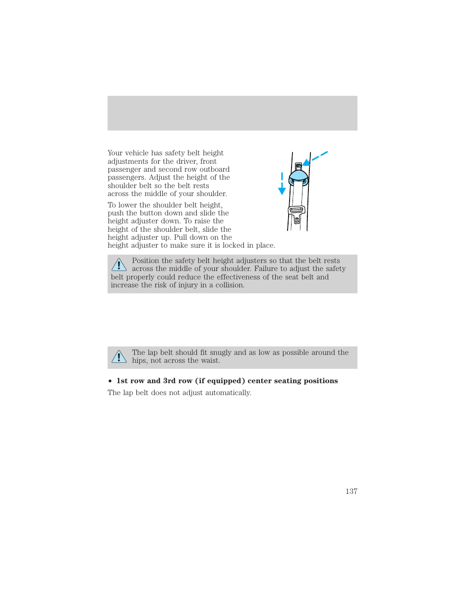 Seating and safety restraints | FORD 2002 Excursion v.2 User Manual | Page 137 / 280