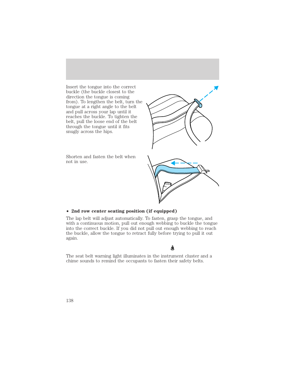 Seating and safety restraints | FORD 2002 Excursion v.2 User Manual | Page 138 / 280