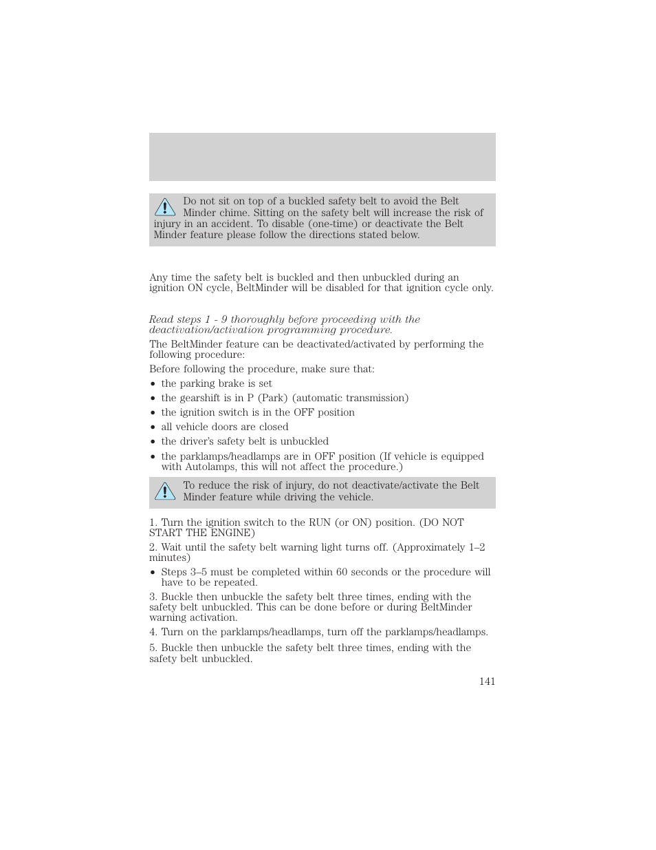 Seating and safety restraints | FORD 2002 Excursion v.2 User Manual | Page 141 / 280