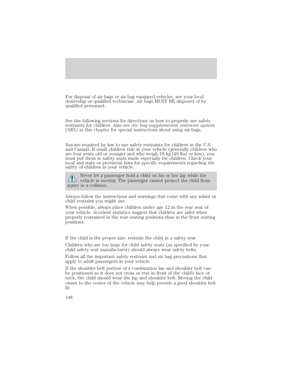 Seating and safety restraints | FORD 2002 Excursion v.2 User Manual | Page 148 / 280