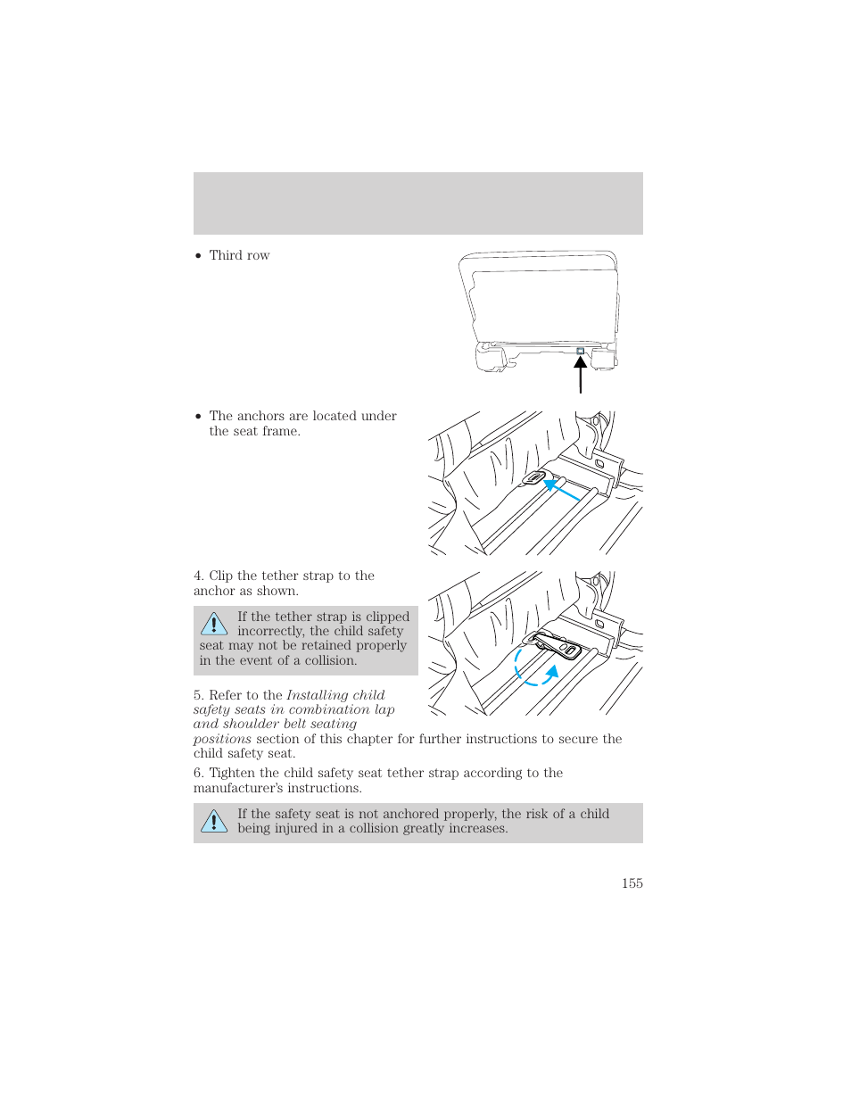 Seating and safety restraints | FORD 2002 Excursion v.2 User Manual | Page 155 / 280