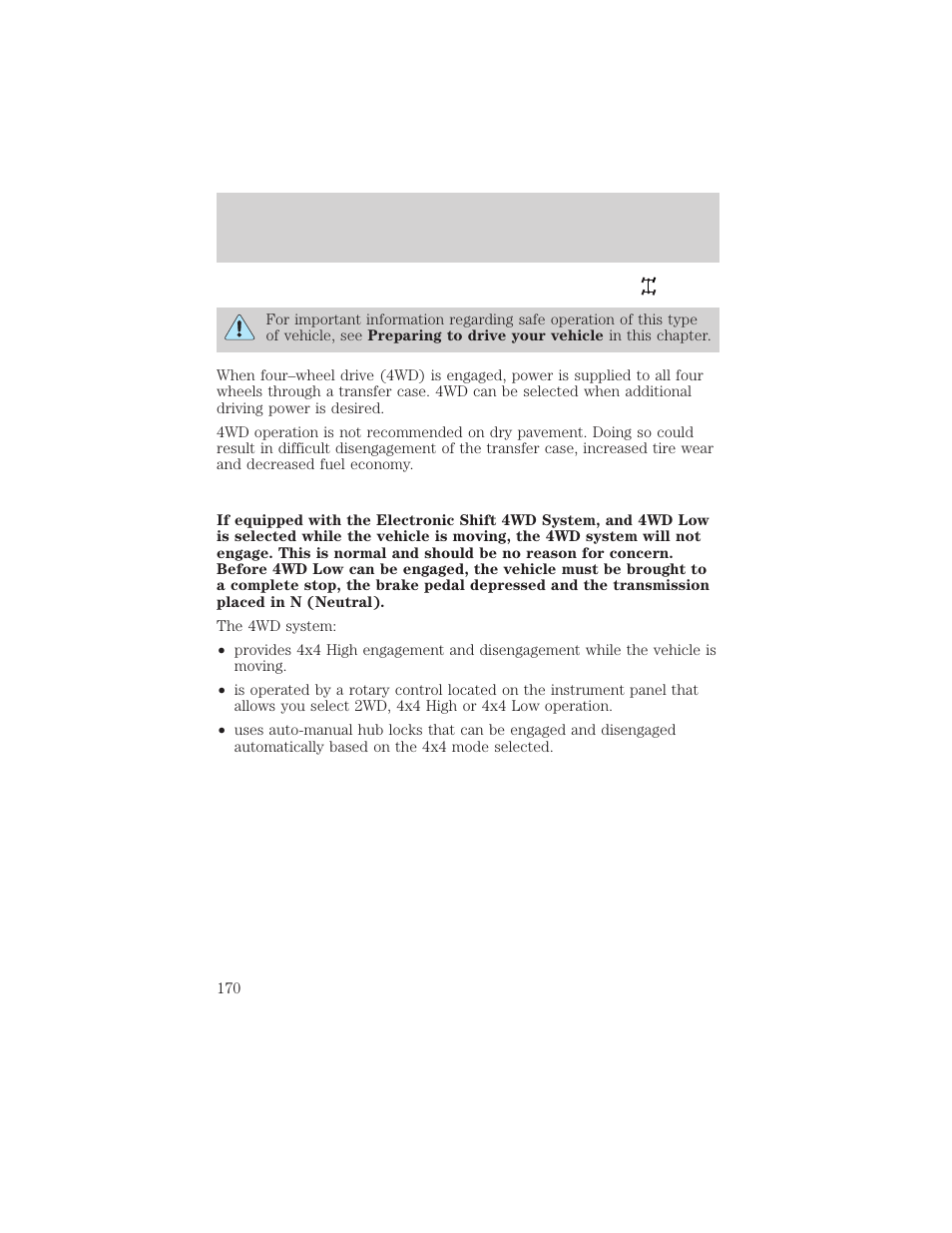 Driving | FORD 2002 Excursion v.2 User Manual | Page 170 / 280