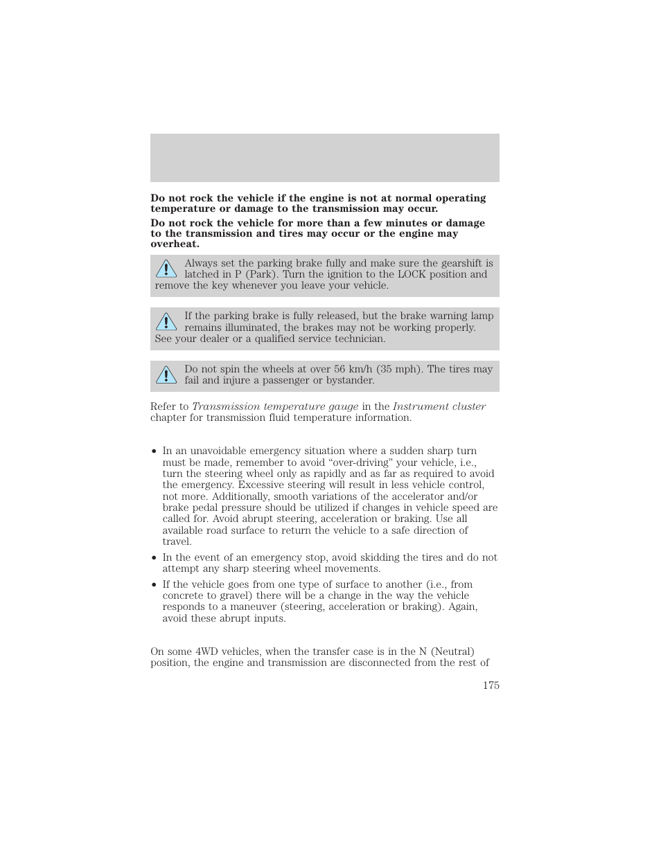 Driving | FORD 2002 Excursion v.2 User Manual | Page 175 / 280