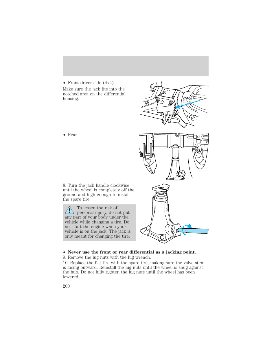Roadside emergencies | FORD 2002 Excursion v.2 User Manual | Page 200 / 280