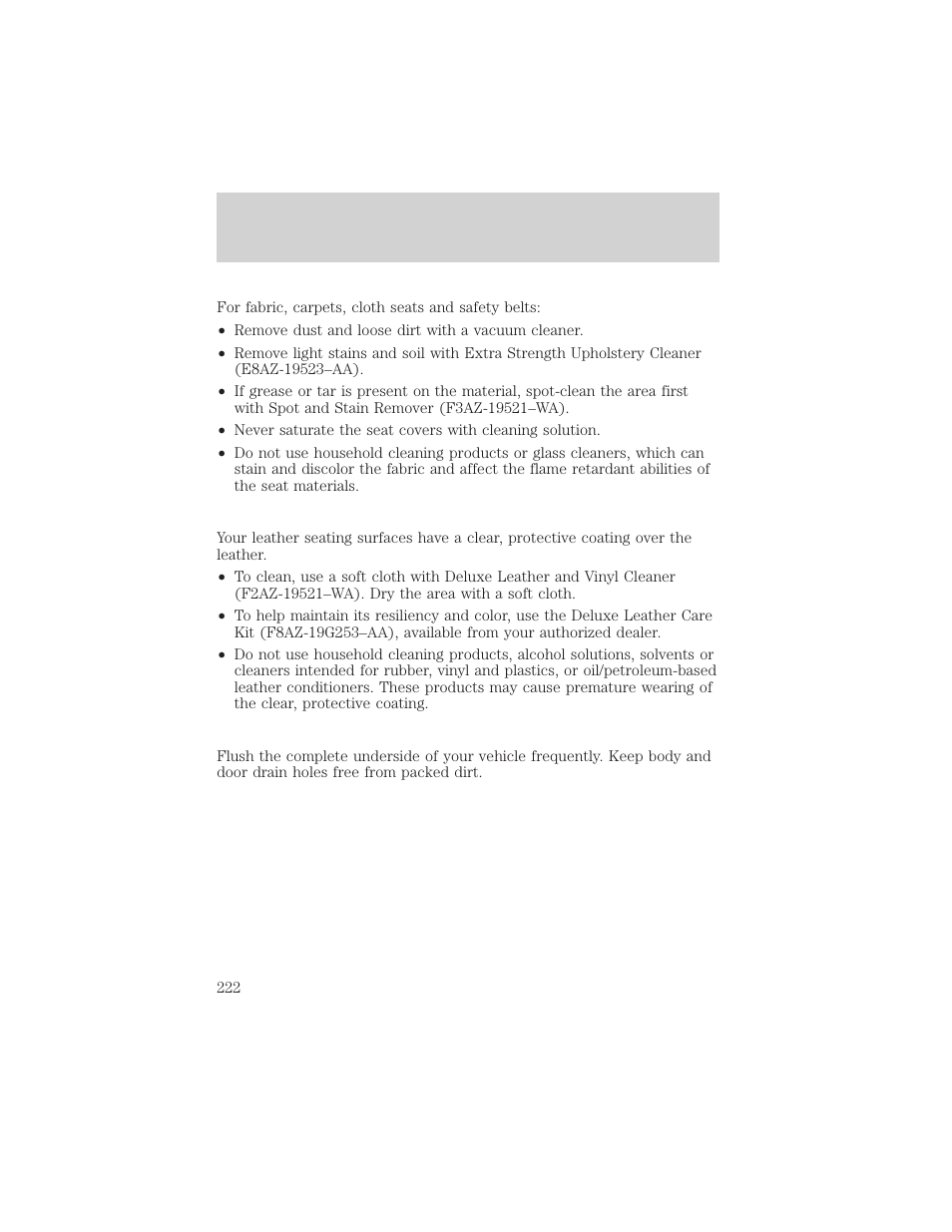 Cleaning | FORD 2002 Excursion v.2 User Manual | Page 222 / 280