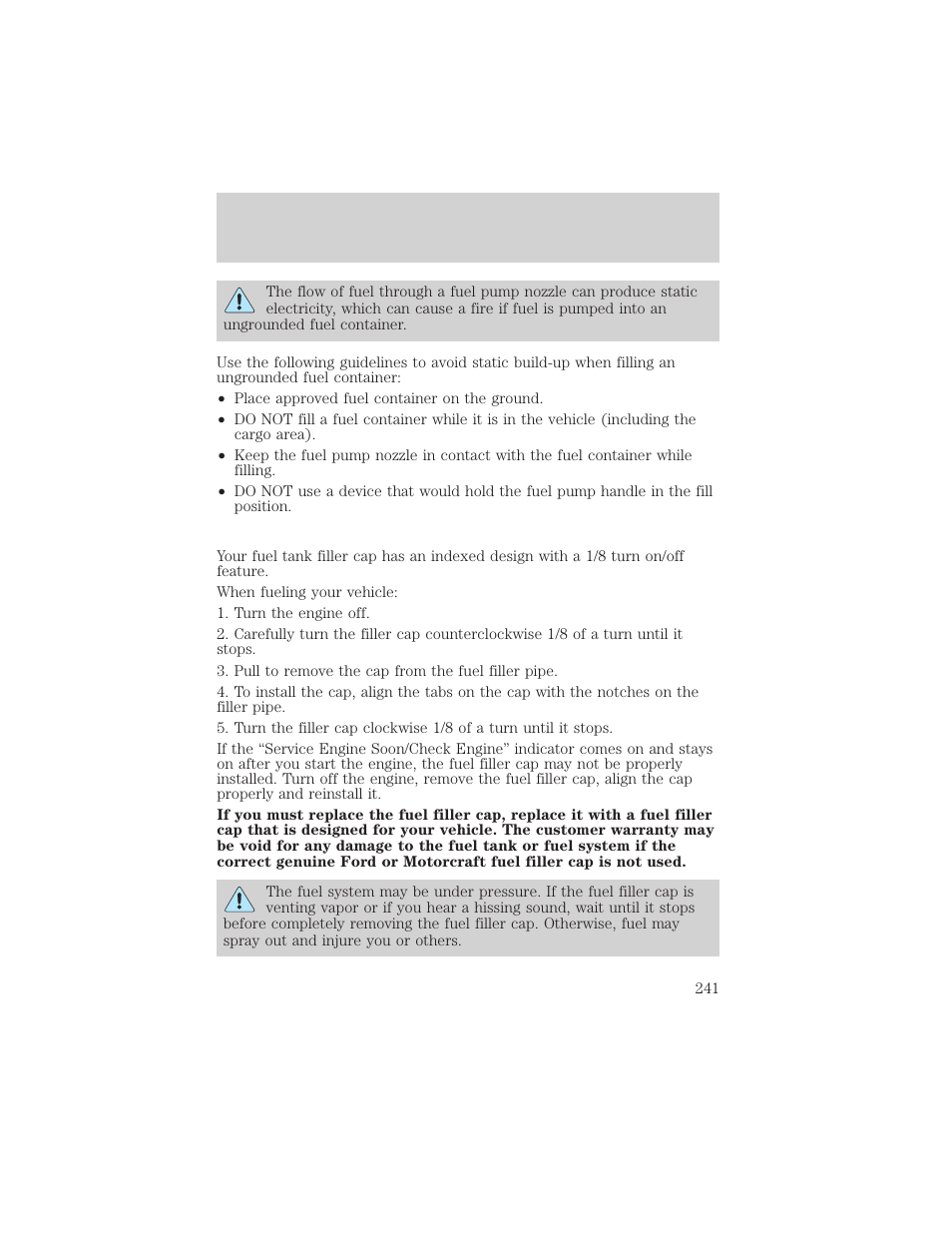 Maintenance and specifications | FORD 2002 Excursion v.2 User Manual | Page 241 / 280