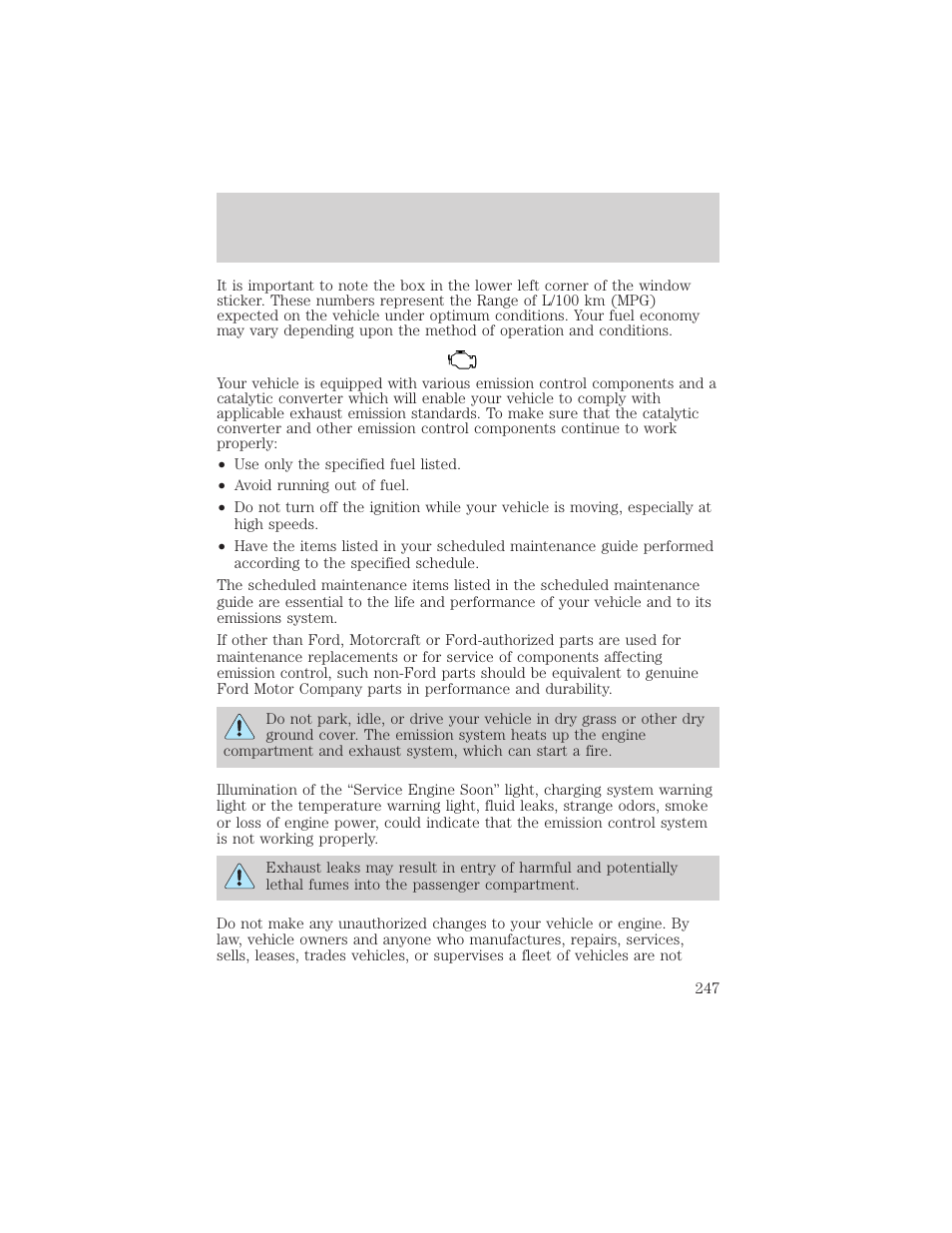 Maintenance and specifications | FORD 2002 Excursion v.2 User Manual | Page 247 / 280