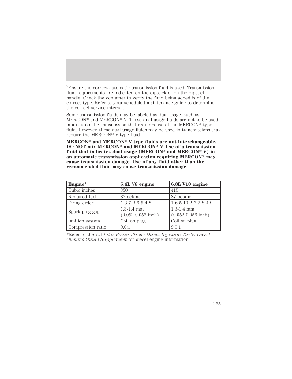 Maintenance and specifications | FORD 2002 Excursion v.2 User Manual | Page 265 / 280