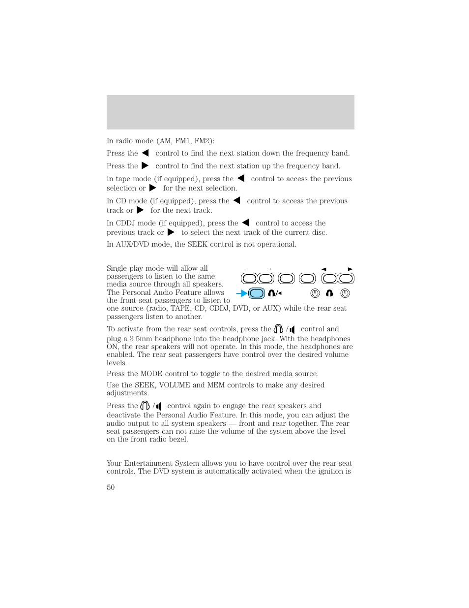 Entertainment systems | FORD 2002 Excursion v.2 User Manual | Page 50 / 280