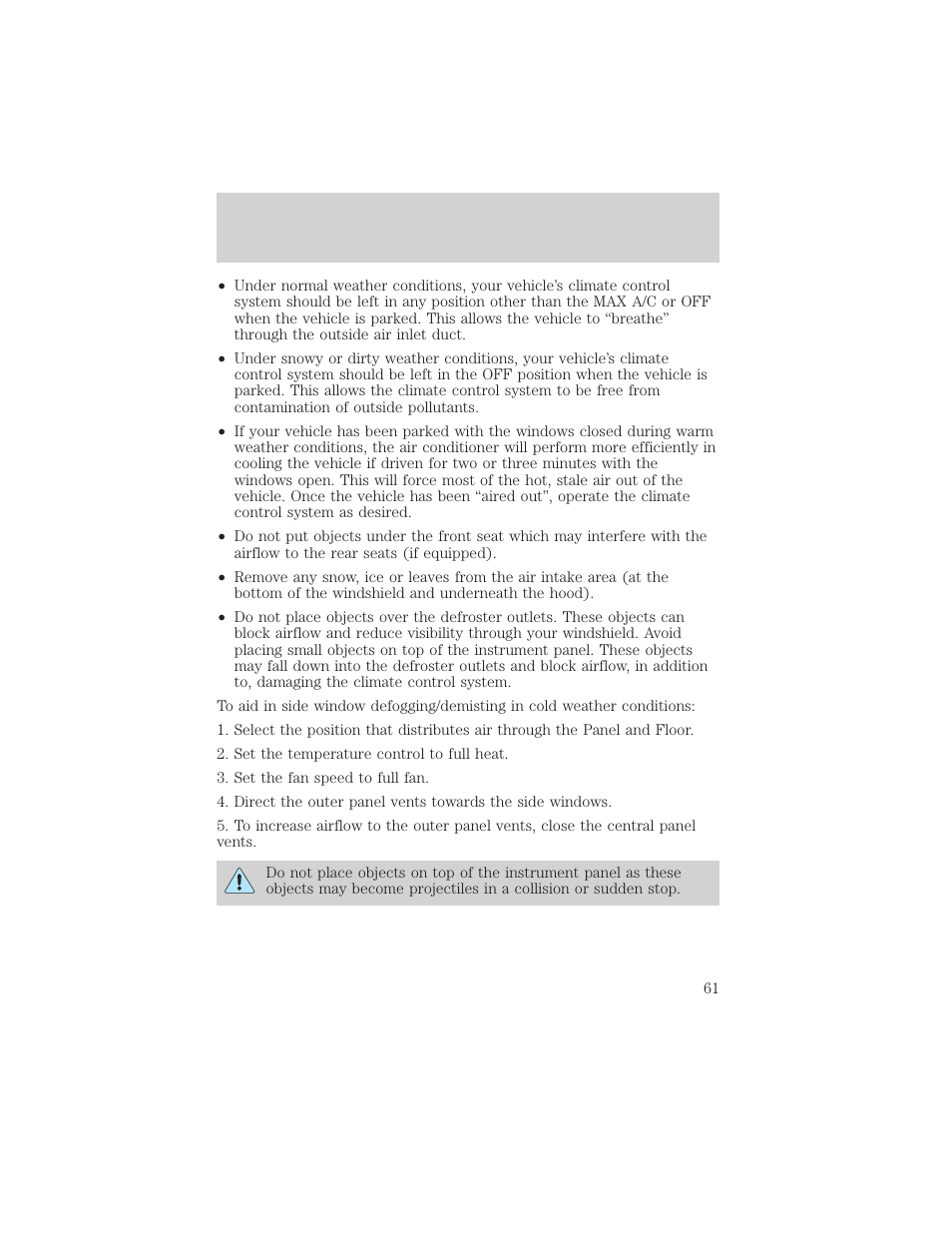 Climate controls | FORD 2002 Excursion v.2 User Manual | Page 61 / 280