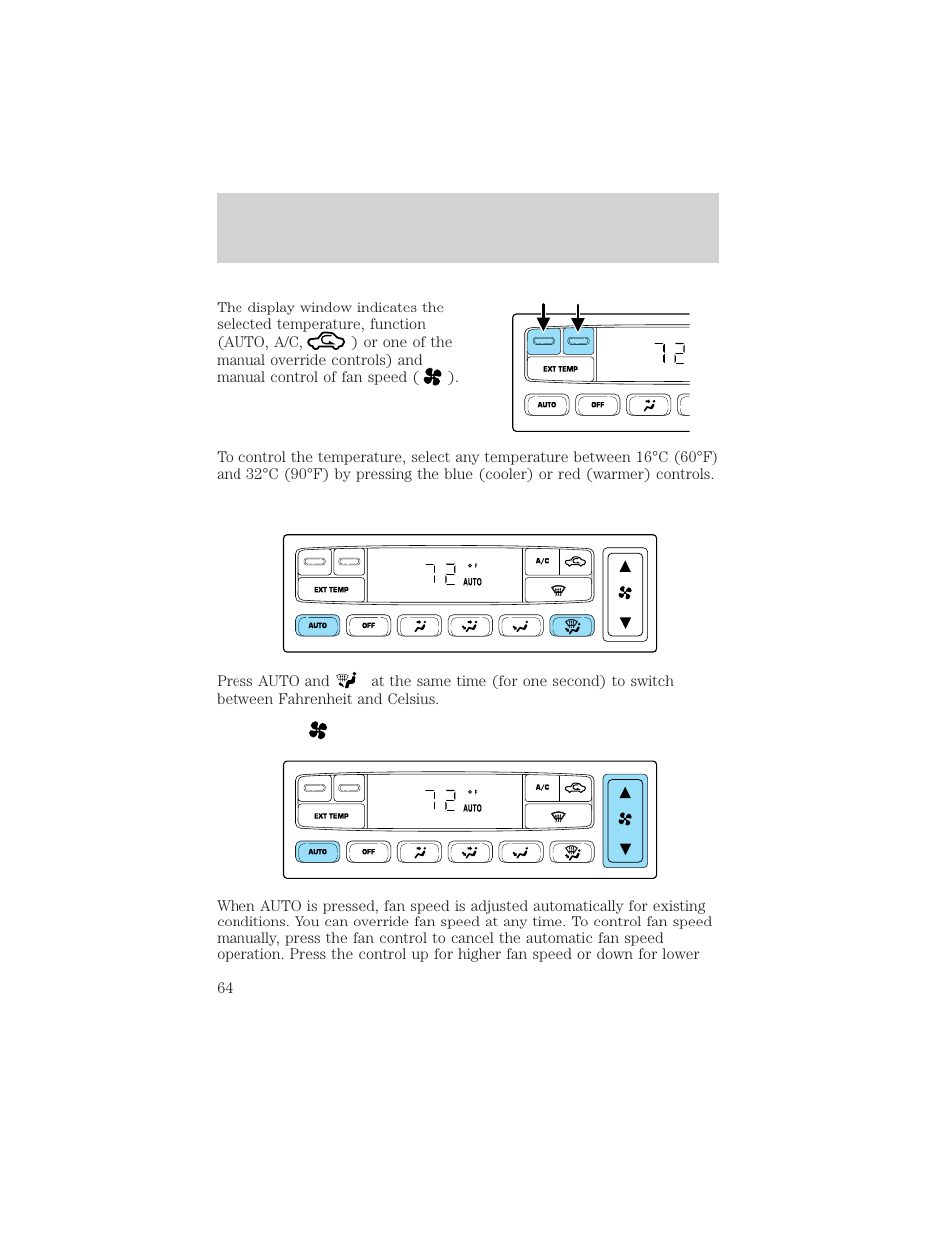 Climate controls | FORD 2002 Excursion v.2 User Manual | Page 64 / 280