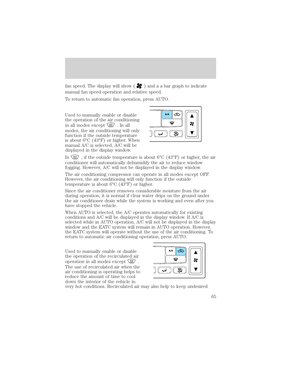 Climate controls | FORD 2002 Excursion v.2 User Manual | Page 65 / 280