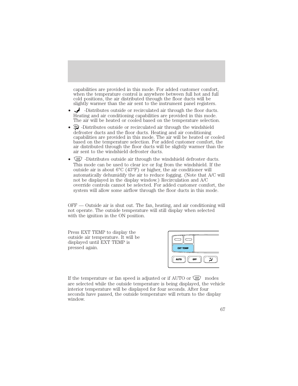 Climate controls | FORD 2002 Excursion v.2 User Manual | Page 67 / 280