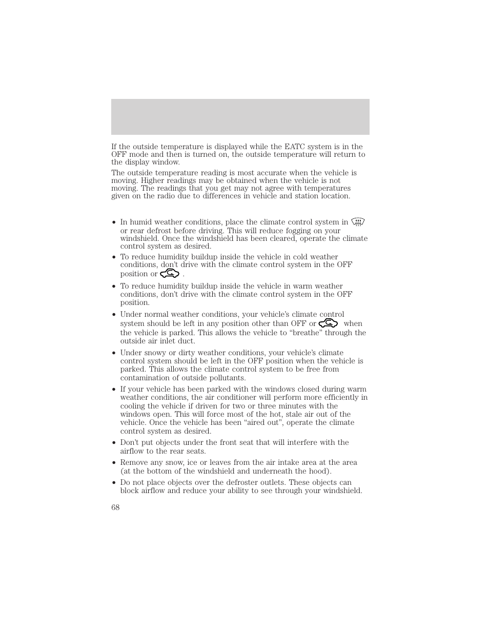 Climate controls | FORD 2002 Excursion v.2 User Manual | Page 68 / 280