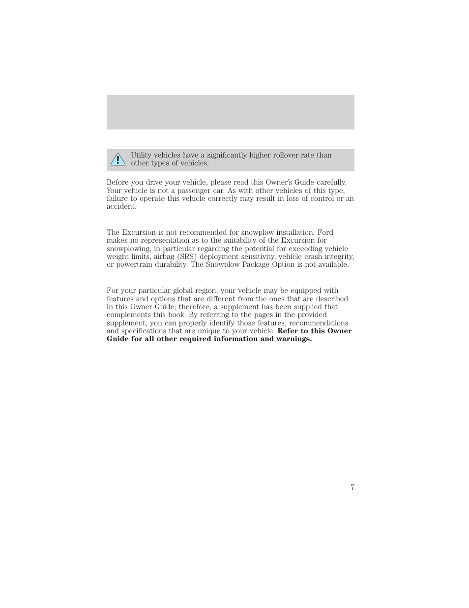 Introduction | FORD 2002 Excursion v.2 User Manual | Page 7 / 280