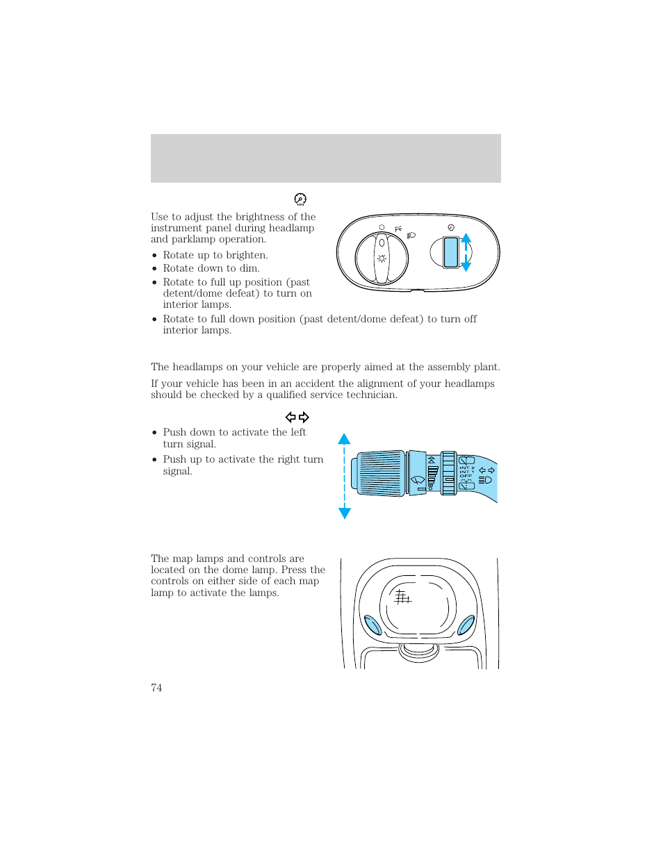 Lights | FORD 2002 Excursion v.2 User Manual | Page 74 / 280