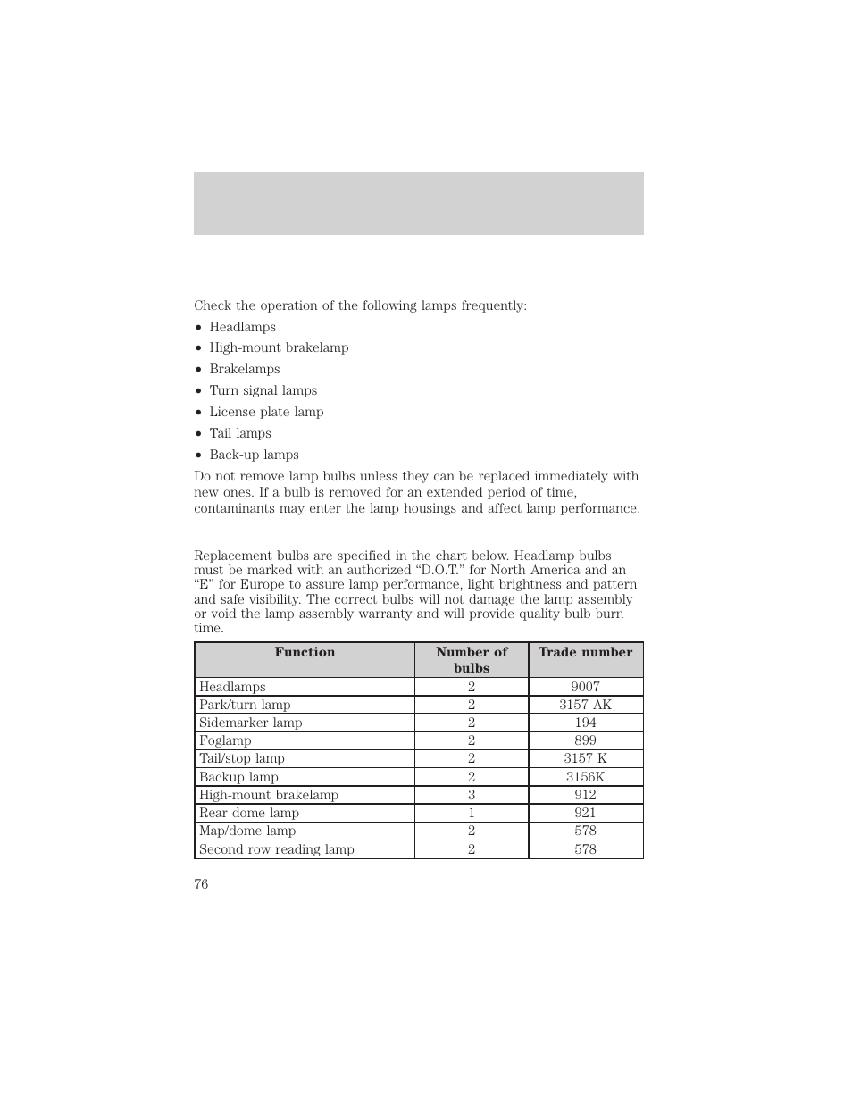 Lights | FORD 2002 Excursion v.2 User Manual | Page 76 / 280