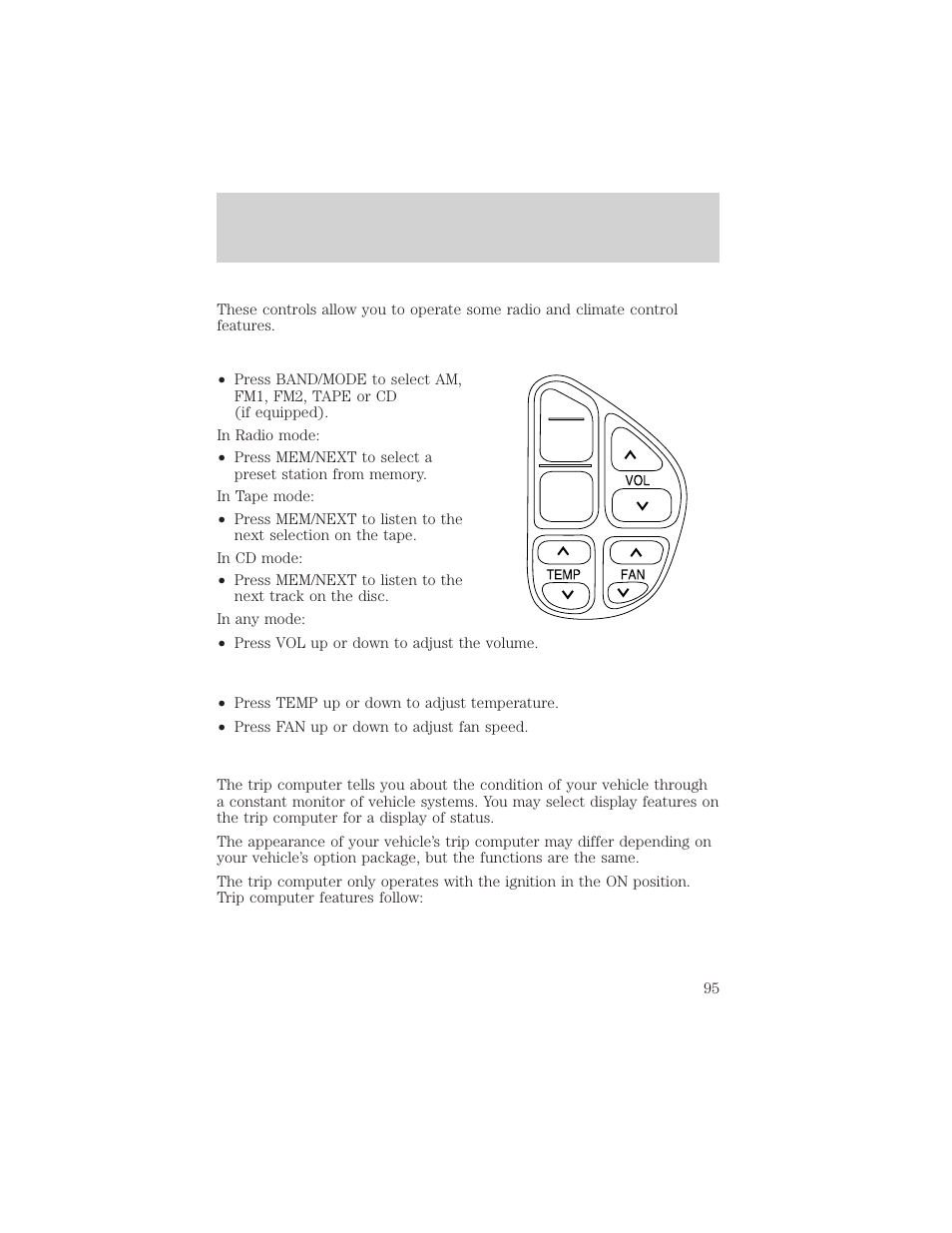 Driver controls | FORD 2002 Excursion v.2 User Manual | Page 95 / 280