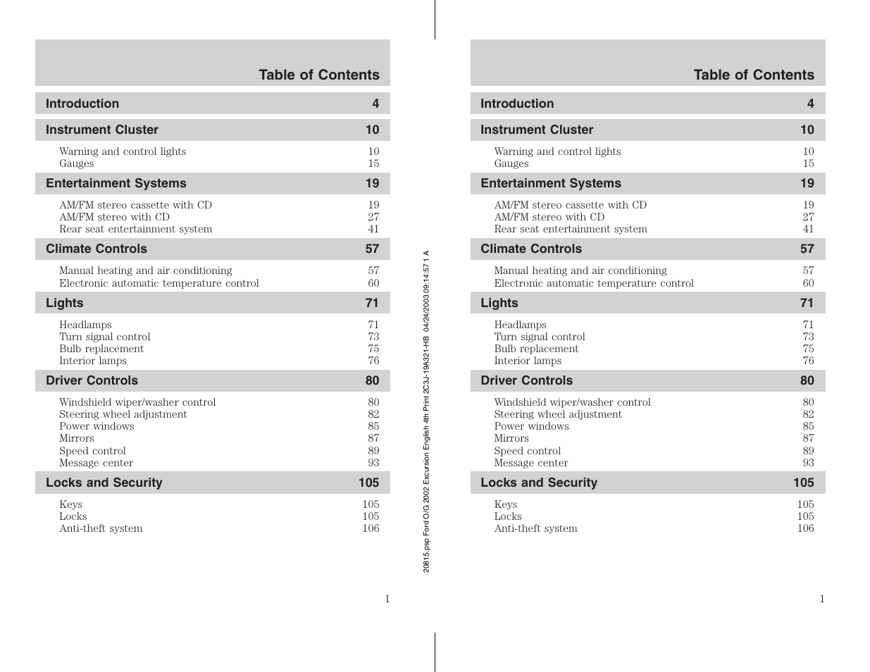 FORD 2002 Excursion v.3 User Manual | 272 pages