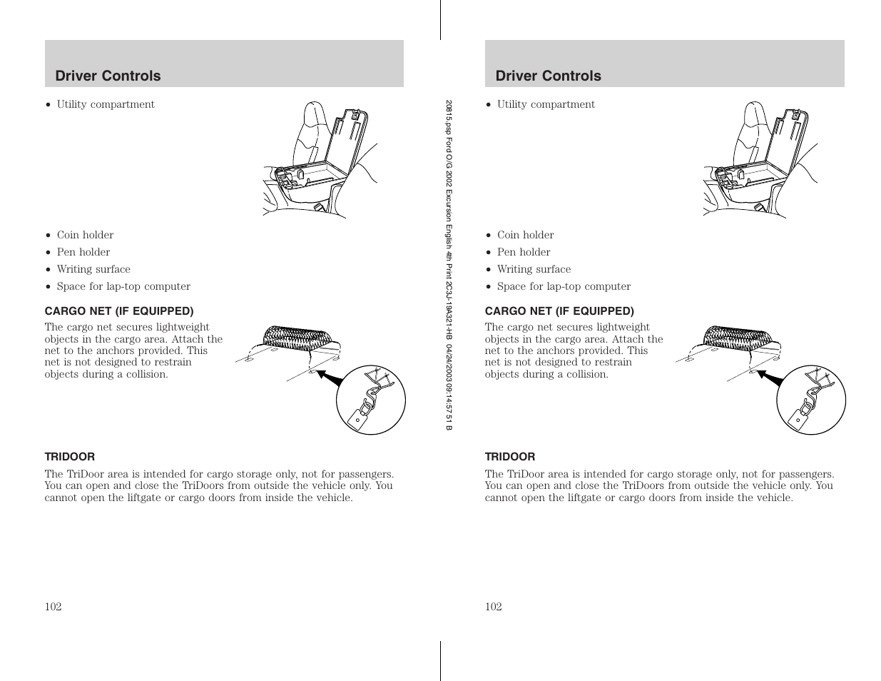 FORD 2002 Excursion v.3 User Manual | Page 102 / 272