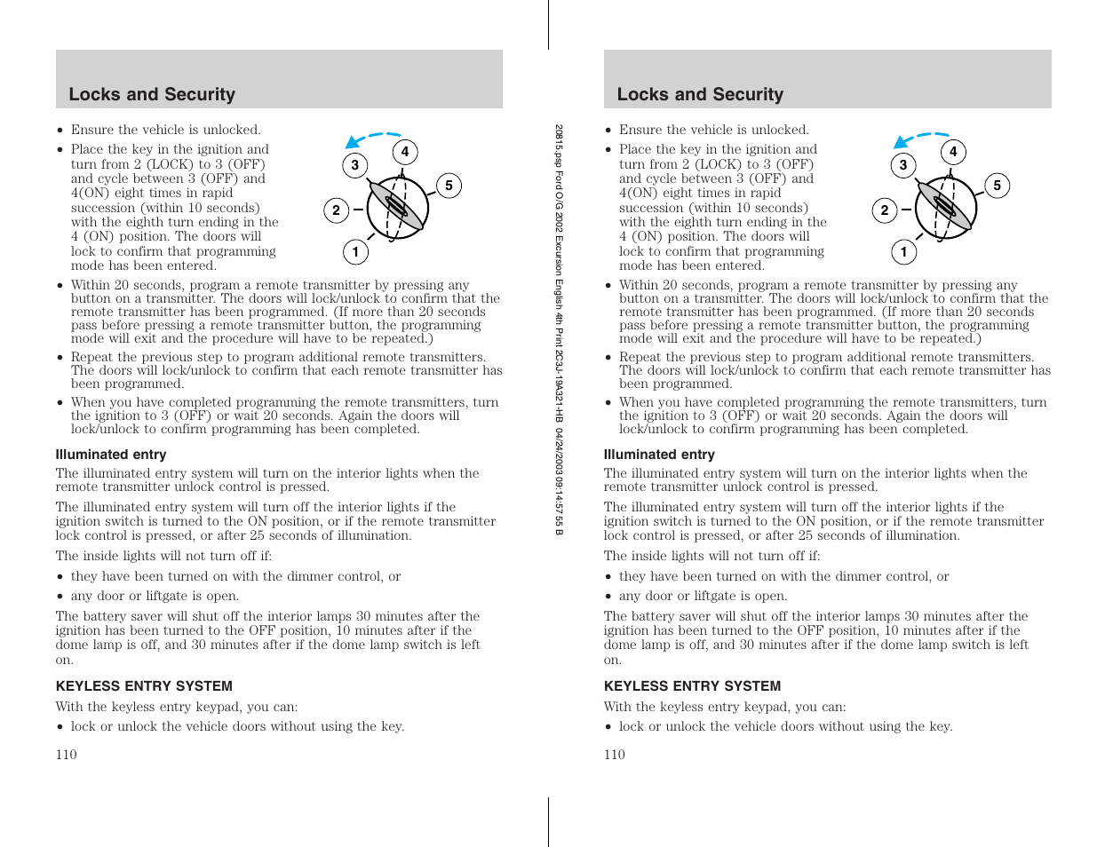FORD 2002 Excursion v.3 User Manual | Page 110 / 272