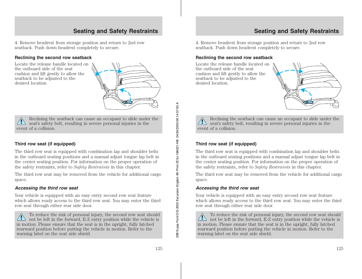 FORD 2002 Excursion v.3 User Manual | Page 125 / 272