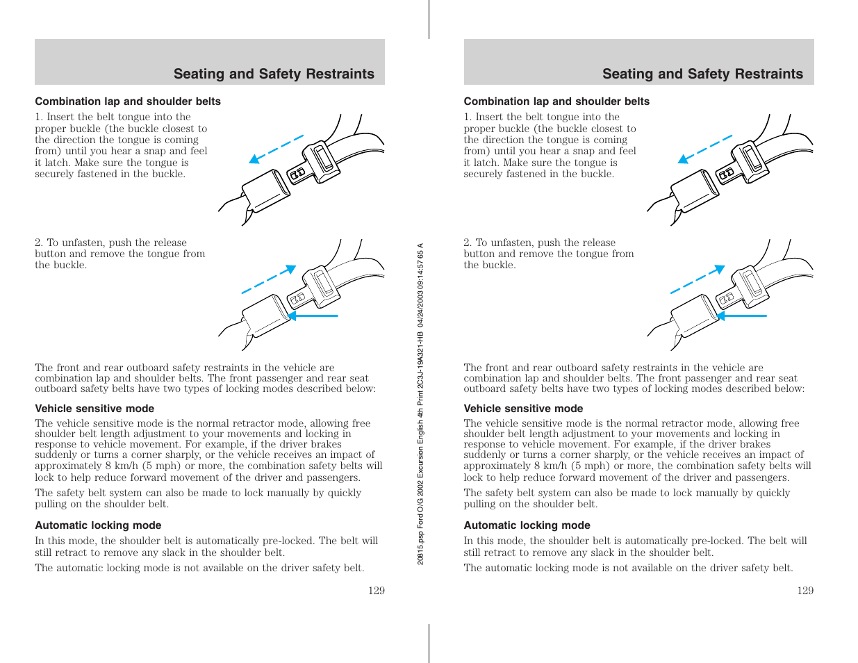 FORD 2002 Excursion v.3 User Manual | Page 129 / 272