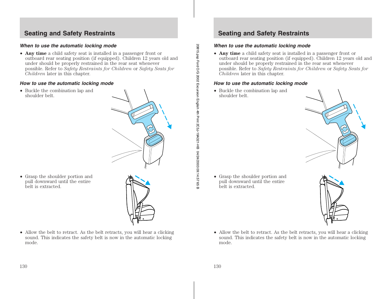 FORD 2002 Excursion v.3 User Manual | Page 130 / 272