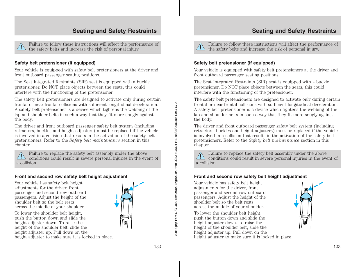 FORD 2002 Excursion v.3 User Manual | Page 133 / 272