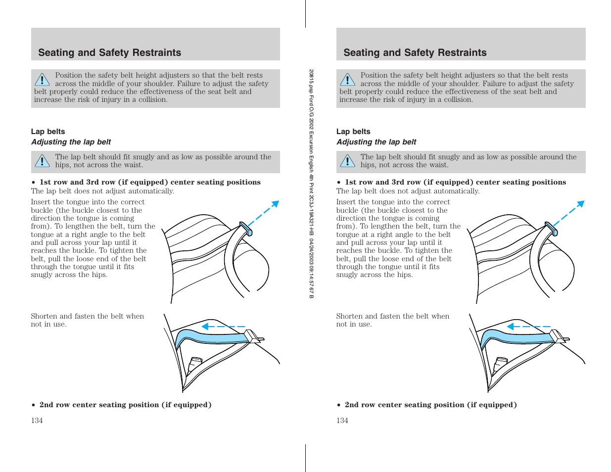 FORD 2002 Excursion v.3 User Manual | Page 134 / 272