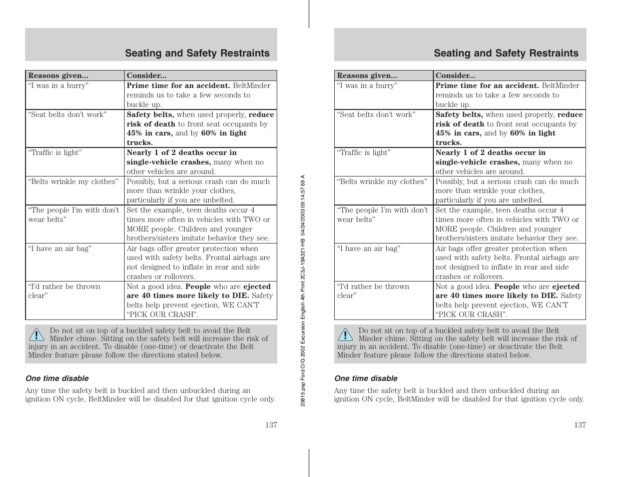 FORD 2002 Excursion v.3 User Manual | Page 137 / 272