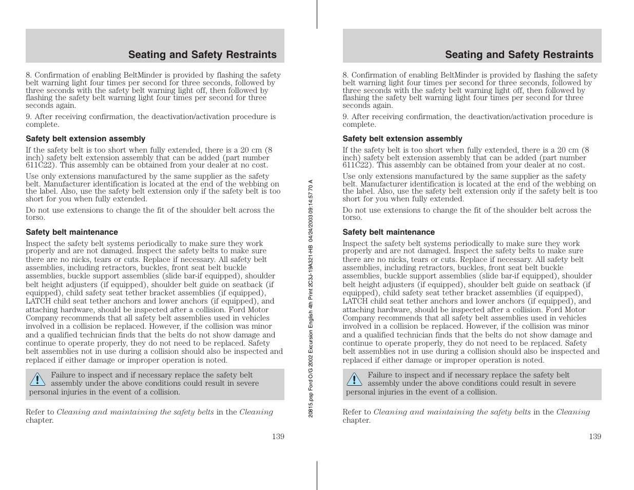 FORD 2002 Excursion v.3 User Manual | Page 139 / 272
