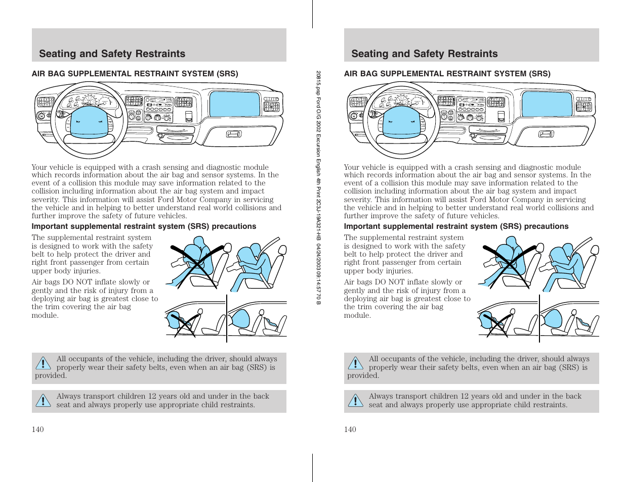 FORD 2002 Excursion v.3 User Manual | Page 140 / 272