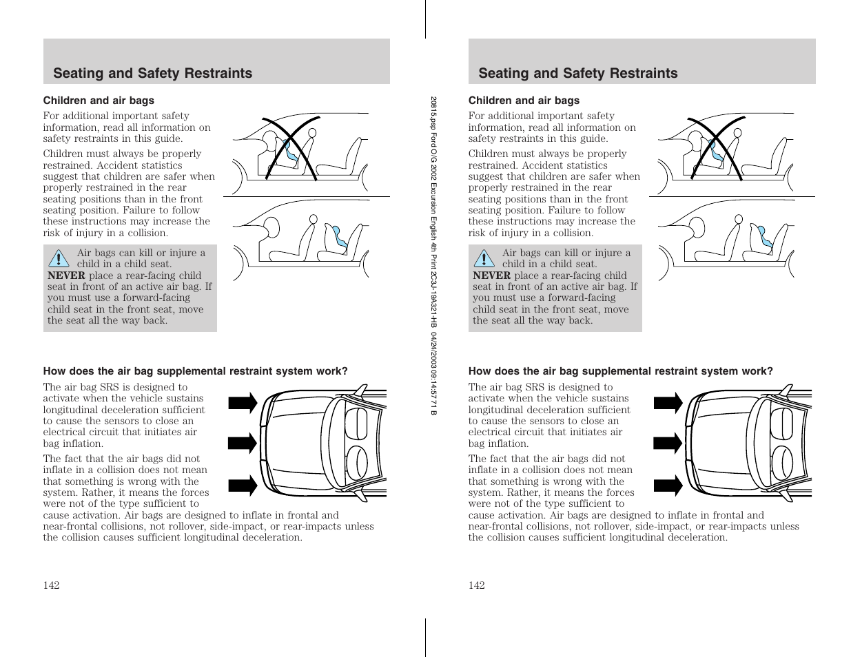 FORD 2002 Excursion v.3 User Manual | Page 142 / 272